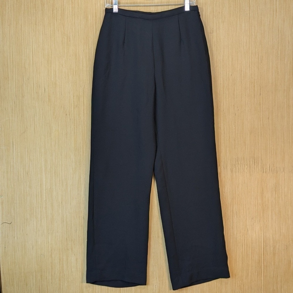 Talbots Black Wide Leg Dress Pants Womens 8 Career Minamilist Business Casual